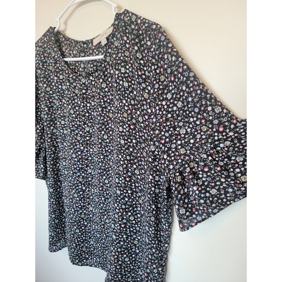 Loft Womens Floral Short Bell Sleeve Top Size XL - Picture 4 of 11